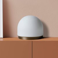 miloox by Sforzin Domu table lamp, Ø 20 cm, bronze/white, glass, GX53