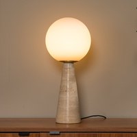 Lucide Bordslampa Evin, krämfärgad, höjd 46 cm, sten/glas