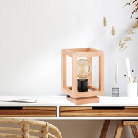 Alfa Pako table lamp, cage shape, cube, wood, 16 x 16 x 25 cm