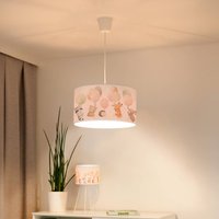 Duolla Freddy pendant light, Ø 35 cm, fabric, colourful, animals, E27