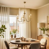 Lucea Ljuskrona Ferra, antik mässing, 5 lampor