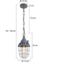 Steinhauer Hänglampa Ebbe, grå, metall, glas, E27