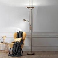 FISCHER & HONSEL LED-golvlampa Tallri, greige Höjd 180 cm 2 lampor CCT Touchdim