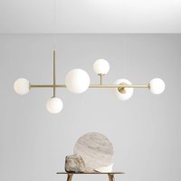 ALDEX Hänglampa Joel, mässing/vit, 6 lampor