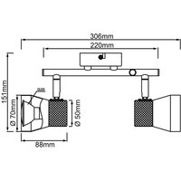 Brilliant Moka downlight, length 30 cm, white/brown, 2-bulb cork