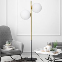 miloox by Sforzin Jugen floor lamp, black/gold, two-bulb