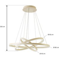 Arcchio Albiona LED pendant light, beige, 3 rings, Ø 80 cm