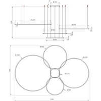 Milagro Lighting LED-hänglampa Saturno, 4 lampor, svart, metall, 4 000 K