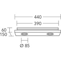 HerzBlut taklampa Lennon, 44 cm, 2 lampor, trä, GU10