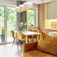 Euluna Suspension Susan, à 3 lampes, blanc/beige/doré