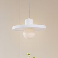 Lindby pendellampa Nielson, Ø 28 cm, vit, gips