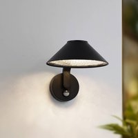 Lindby LED-vägglampa Capelo, svart, metall, sensor, Ø20cm