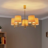 Argon Lustre Polo, à 5 lampes, beige/laiton foncé
