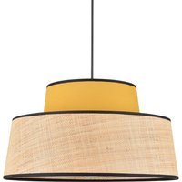 Hängelampe Mallorca, senfgelb, Ø 38 cm, Stoff/Bast