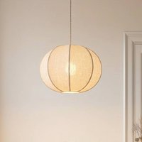Lindby Elfie pendant light, Ø 47 cm, beige, linen, E27
