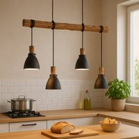 Lindby hänglampa Trebale, E14, Ø 15 cm, 4 lampor, trä