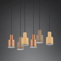 Trio Lighting Agudo pendant light, multicoloured, 6-bulb, offset