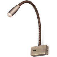 FARO BARCELONA Lead läslampa för väggmontage med läderdetaljer och LED