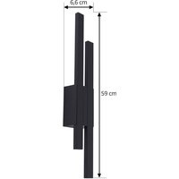 Lindby LED-utomhusvägglampa Sakari, svart, aluminium, höjd 59 cm
