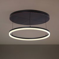 Lucande LED-taklampa Orven, svart/trä, Ø50 cm, dimbar