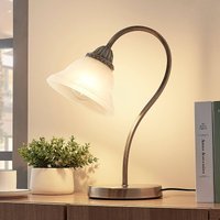 Lindby Mialina bordslampa, 42 cm, vit, glas, metall