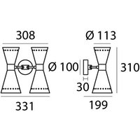 Stilnovo vägglampa Megafono, elfenbensfärgad, 33 cm, 4 lampor.