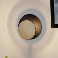 EMIBIG LIGHTING Vägglampa Circle i svart med dekorplatta i trä