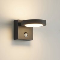 Lucande Belna LED outdoor wall lamp, metal, sensor, IP54