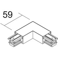 Ivela L-connector SQUARE 48 V, black, protective earth on left