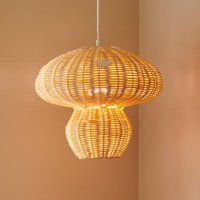 Nordlux Allie pendant light, rattan, mushroom shape, natural brown
