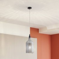 Lindby suspension Drakar, à 1 lampe, gris, verre, Ø 19,5 cm