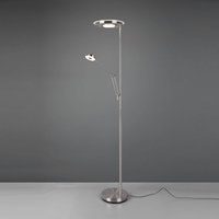 Trio Lighting LED-uplight-golvlampa Barrie med läslampa matt nickel