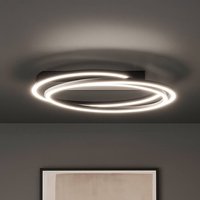 FISCHER & HONSEL Plafonnier LED Kiku, Ø 56 cm, noir sable, métal, CCT