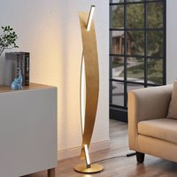 Lucande LED-golvlampa Marija, guldfärgad, dimbar, 140 cm
