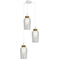 Mantra Iluminación Pendellampa Nora, vit, transparent 3 lampor, rund, glas