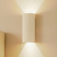 Lindby Colja wall light, round, height 30.5 cm, plaster, beige