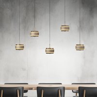 PURE LED hanging light Falling Rings, bronze Length 101 cm 5-bulb.