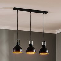 SIGMA Trial pendant light, 3-bulb linear, black/gold