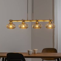 Lucea Rolan hänglampa, mässingsfärgad, längd 94 cm, 4 lampor, glas