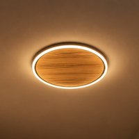 Elobra Havana S LED ceiling light, knotty oak/metal, Ø 38 cm