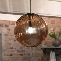 Markslöjd Pendant light Fengari, plug, amber, glass, Ø 35 cm