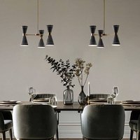 Stilnovo pendellampa Megafono, svart, längd 54 cm, 6 lampor