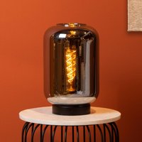 Lucide Joanet table lamp, smoked glass, Ø 22 cm