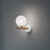 TK Lighting Vägglampa Estera, vit/träfärgad, glas, G9