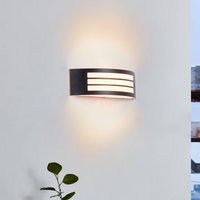 Lindby utomhusvägglampa Vimal, E27, 32 cm, svart, aluminium