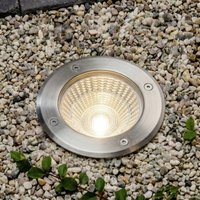 Arcchio Thentos LED recessed floor spotlight, Ø 12 cm, 60°, nickel, IP67