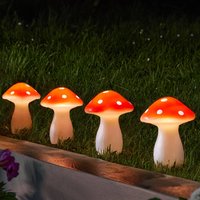 SMART GARDEN LED solar ground spike Fairy Mushroom, set of 4, red/white, IP44