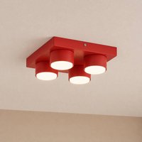 TK Lighting Brix ceiling lamp, red, 23 cm long, 4-bulb, GX53