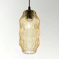Selène Origami pendant light made of glass, amber