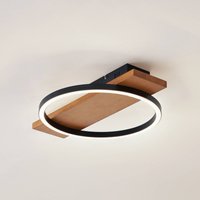 Lindby LED-taklampa Galad, svart, trä, 30 cm, dimbar